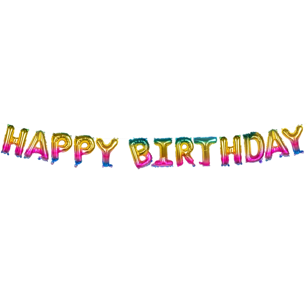 Guirlande Ballons Aluminium Happy Birthday Arc-en-ciel – Bannière Anniversaire 8 m