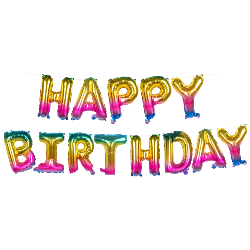 Guirlande Ballons Aluminium Happy Birthday Arc-en-ciel – Bannière Anniversaire 8 m