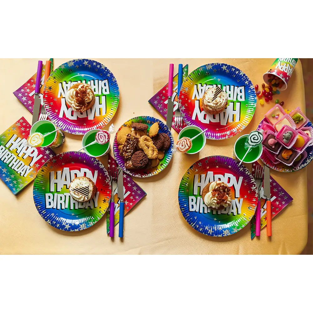 Lot 10 Gobelets Papier Anniversaire Arc-en-ciel – Happy Birthday 25 cl