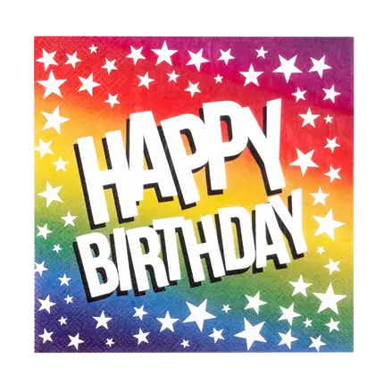 Lot 20 Serviettes Papier Anniversaire Arc-en-ciel – Happy Birthday 33 × 33 cm