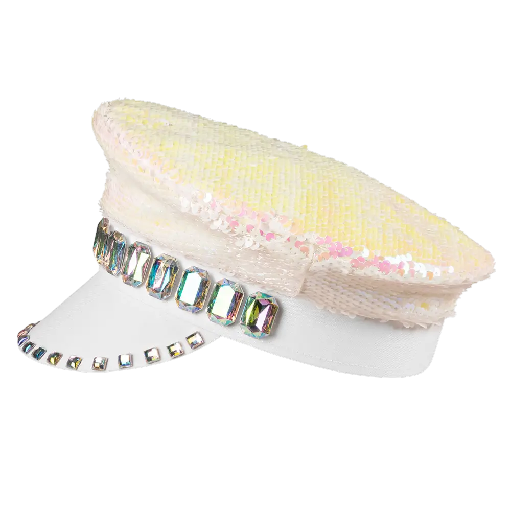 Casquette Sandy Candy Blanche – Casquette à Paillettes Réversibles Fête &amp; Festival