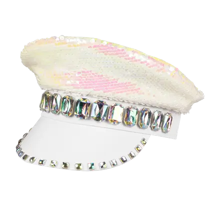 Casquette Sandy Candy Blanche – Casquette à Paillettes Réversibles Fête &amp; Festival
