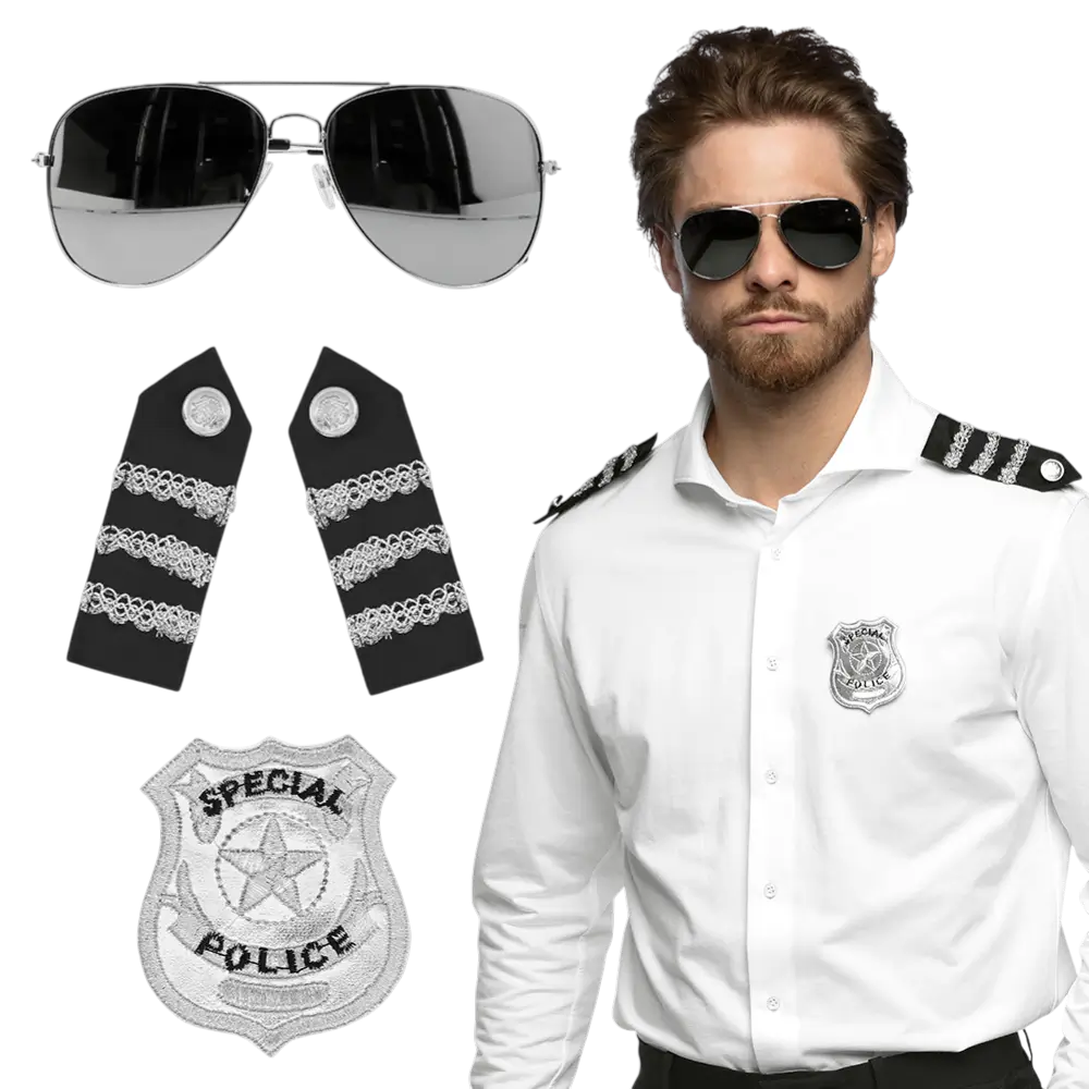 Kit Accessoires Policier – Lunettes, Badge et Épaulettes