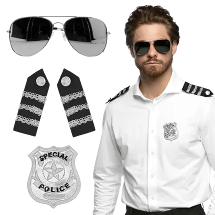 Kit Accessoires Policier – Lunettes, Badge et Épaulettes