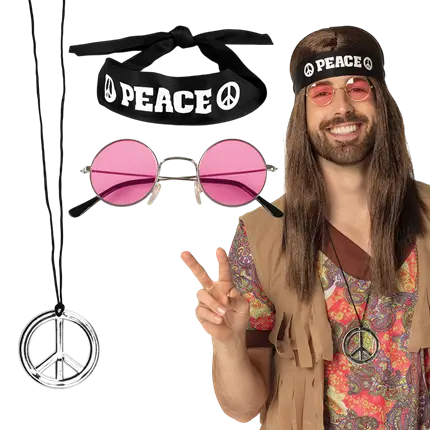 Kit Accessoires Hippie Peace Deluxe – Années 60 &amp; 70