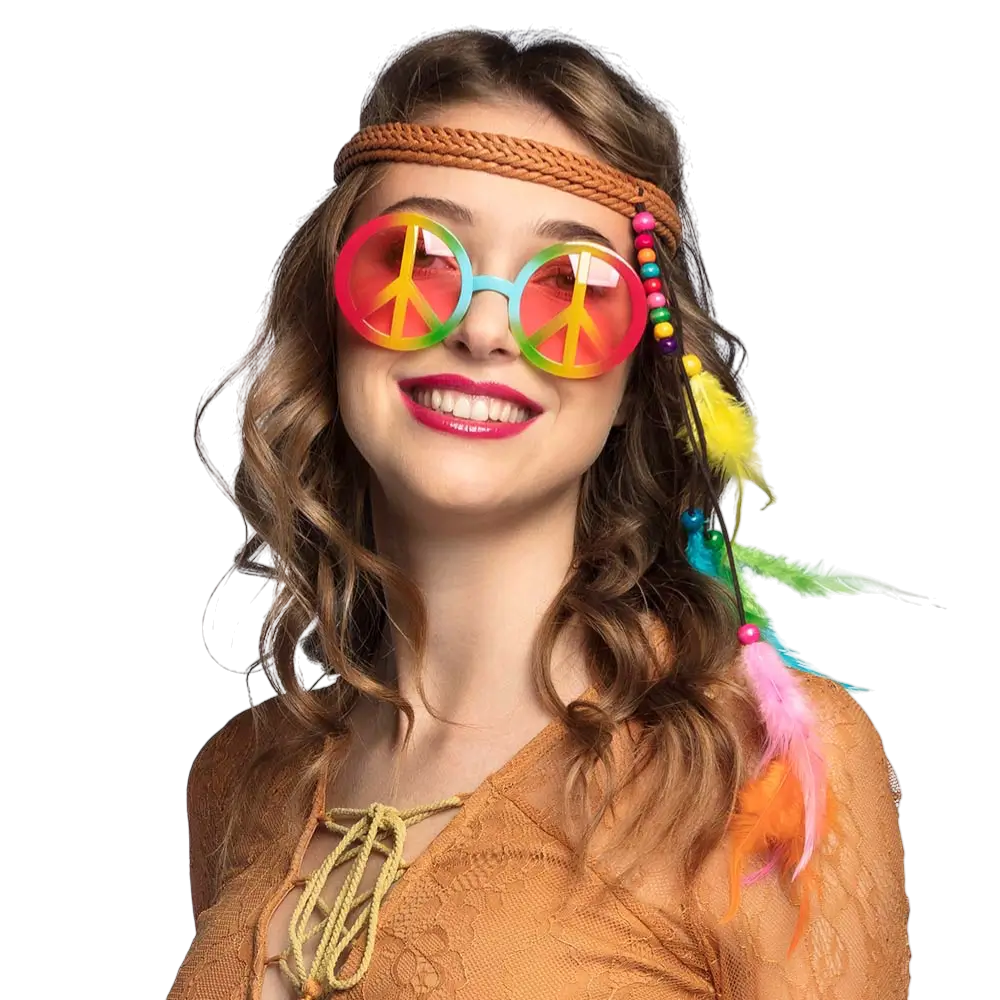 Lot Accessoires Hippie Bohème – Bandeau Plumes &amp; Lunettes Rétro