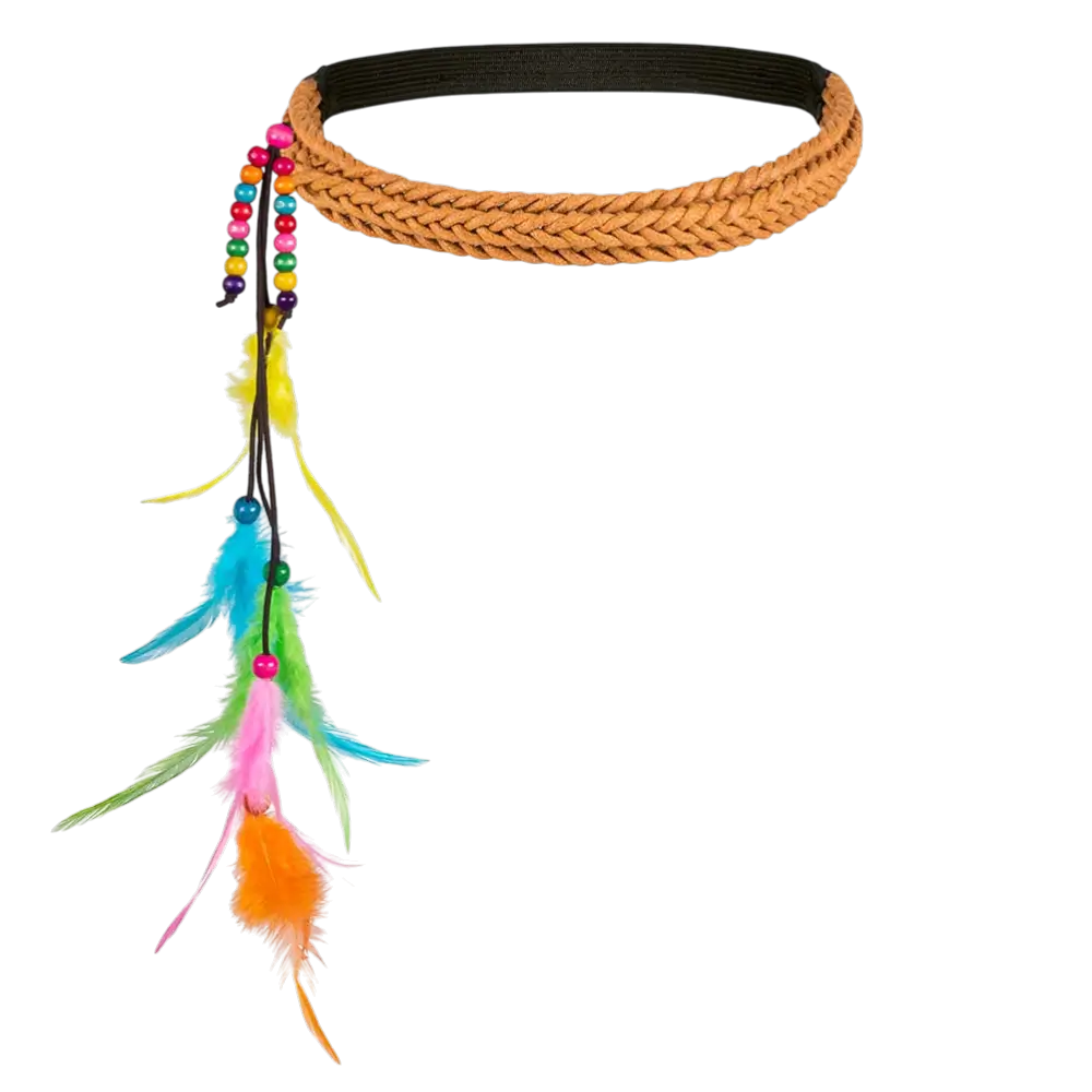 Lot Accessoires Hippie Bohème – Bandeau Plumes &amp; Lunettes Rétro