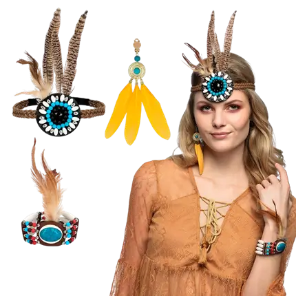 Lot Accessoires Hippie Delight – Bandeau, Boucle d’Oreille &amp; Bracelet Bohème