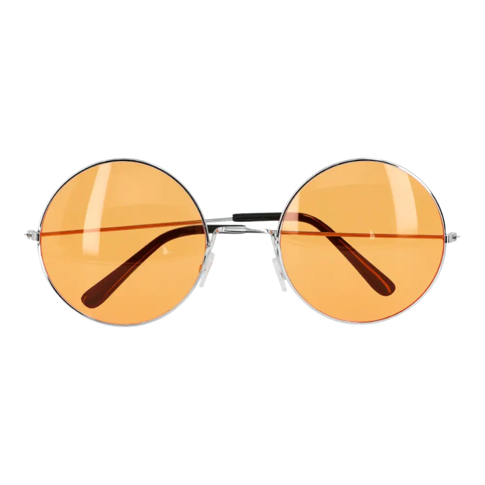 Lunettes Party Hippie XL Orange – Lunettes Rondes Rétro Flower Power Années 60 70