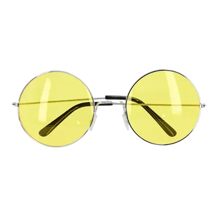 Lunettes Party Hippie XL Jaune – Lunettes Rondes Flower Power Années 60 70