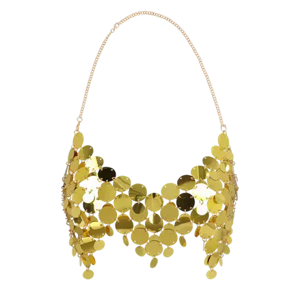 Top Festival Glam Or – Haut à Paillettes Dorées Dos Nu Soirée Disco Clubbing