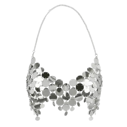 Top Festival Glam Argent – Haut à Paillettes Dos Nu Soirée Disco Clubbing