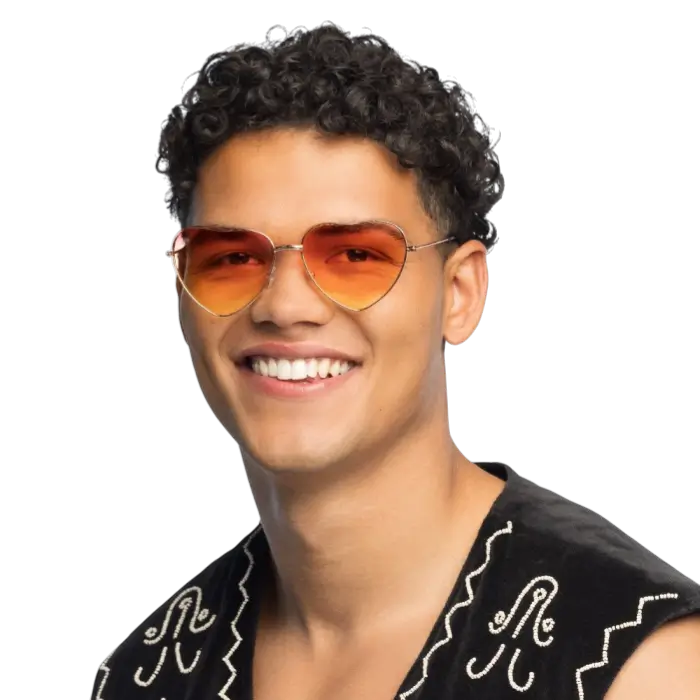 Lunettes Party Groovy Love – Lunettes Cœur Orange Rétro Années 70 80