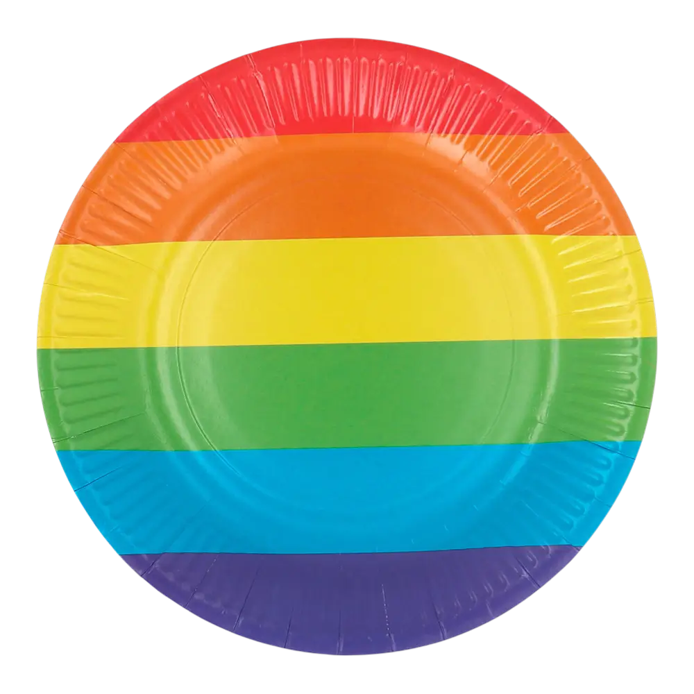 Lot de  8 assiettes papier Arc-en-ciel 23cm - Vaisselle Jetable Fête, Pride &amp; Anniversaire