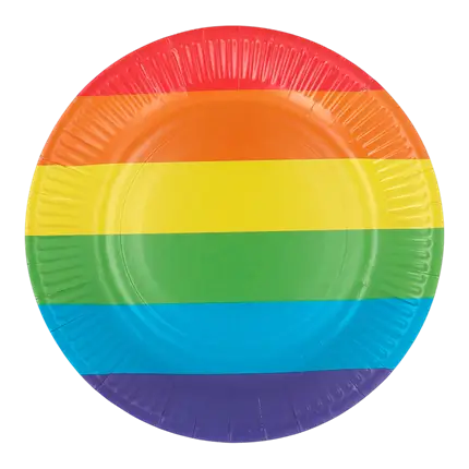 Lot de  8 assiettes papier Arc-en-ciel 23cm - Vaisselle Jetable Fête, Pride &amp; Anniversaire