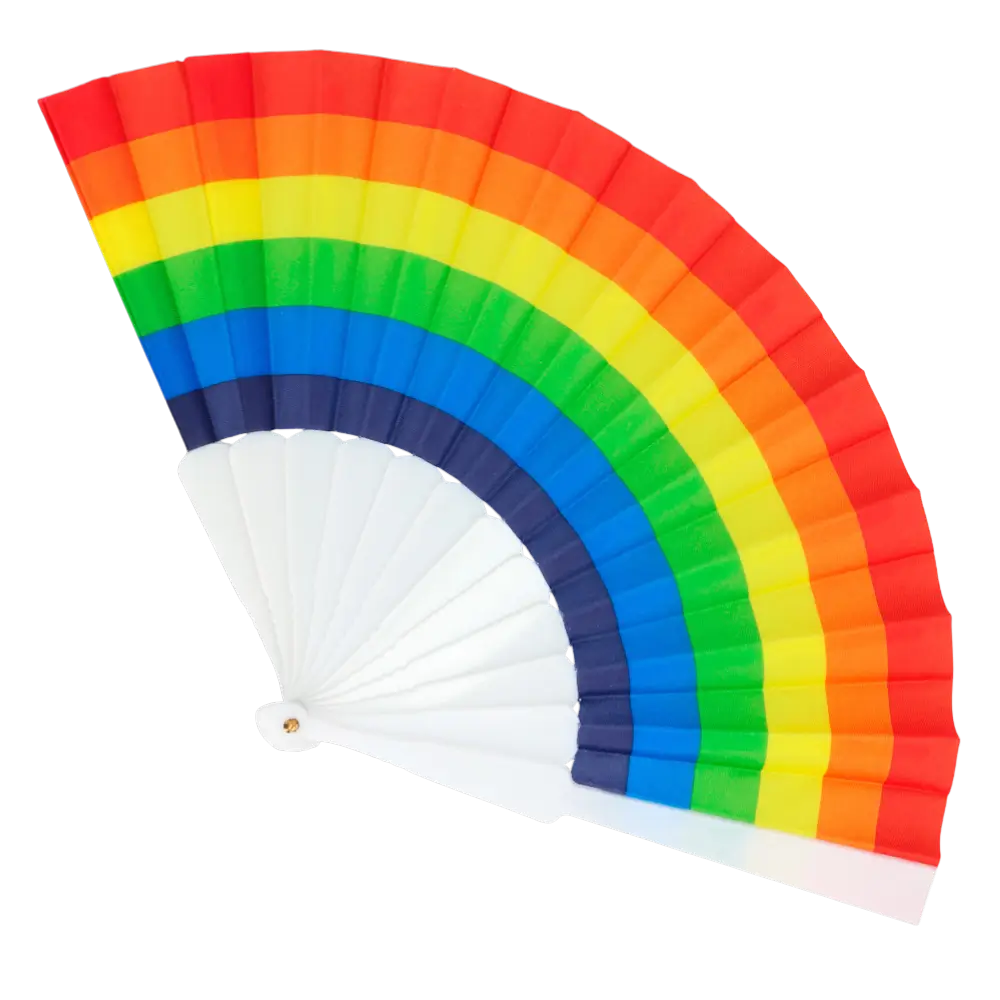 Eventail Pride Arc en ciel 23cm