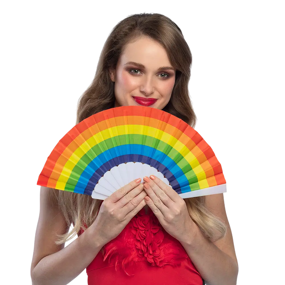 Eventail Pride Arc en ciel 23cm