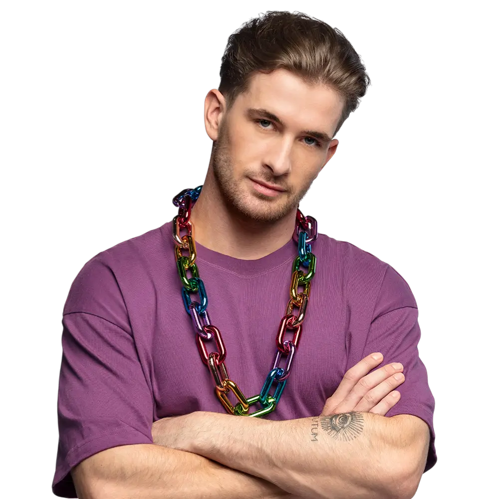 Chaîne à Maillons Arc-en-ciel – Collier XXL Années 90