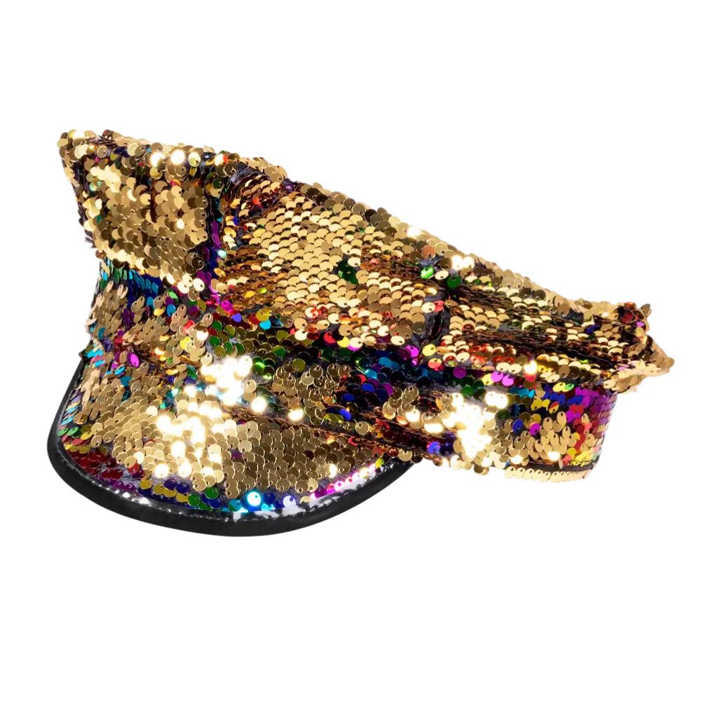 Casquette Capitaine Rainbow Switch – Paillettes Réversibles Arc-en-ciel / Or