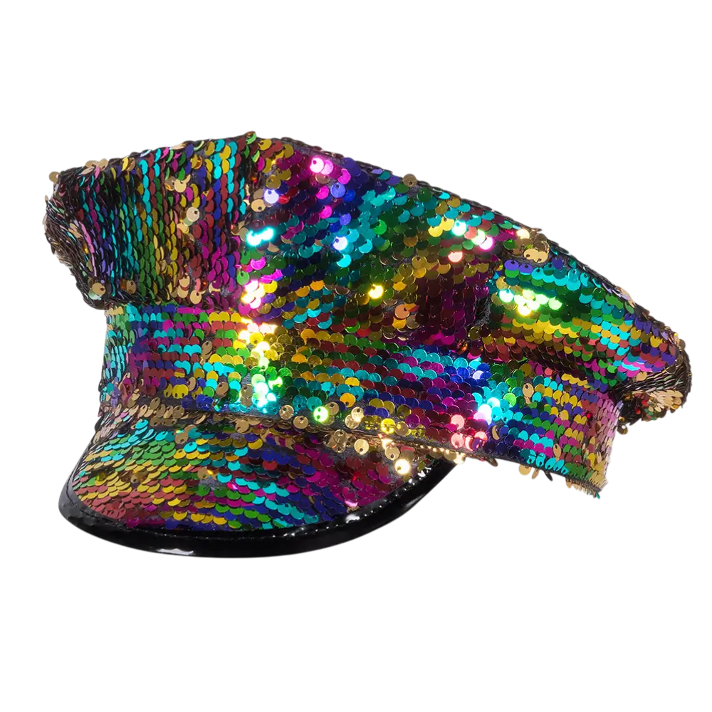 Casquette Capitaine Rainbow Switch – Paillettes Réversibles Arc-en-ciel / Or