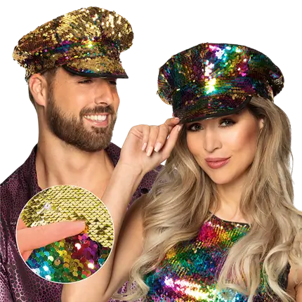 Casquette Capitaine Rainbow Switch – Paillettes Réversibles Arc-en-ciel / Or