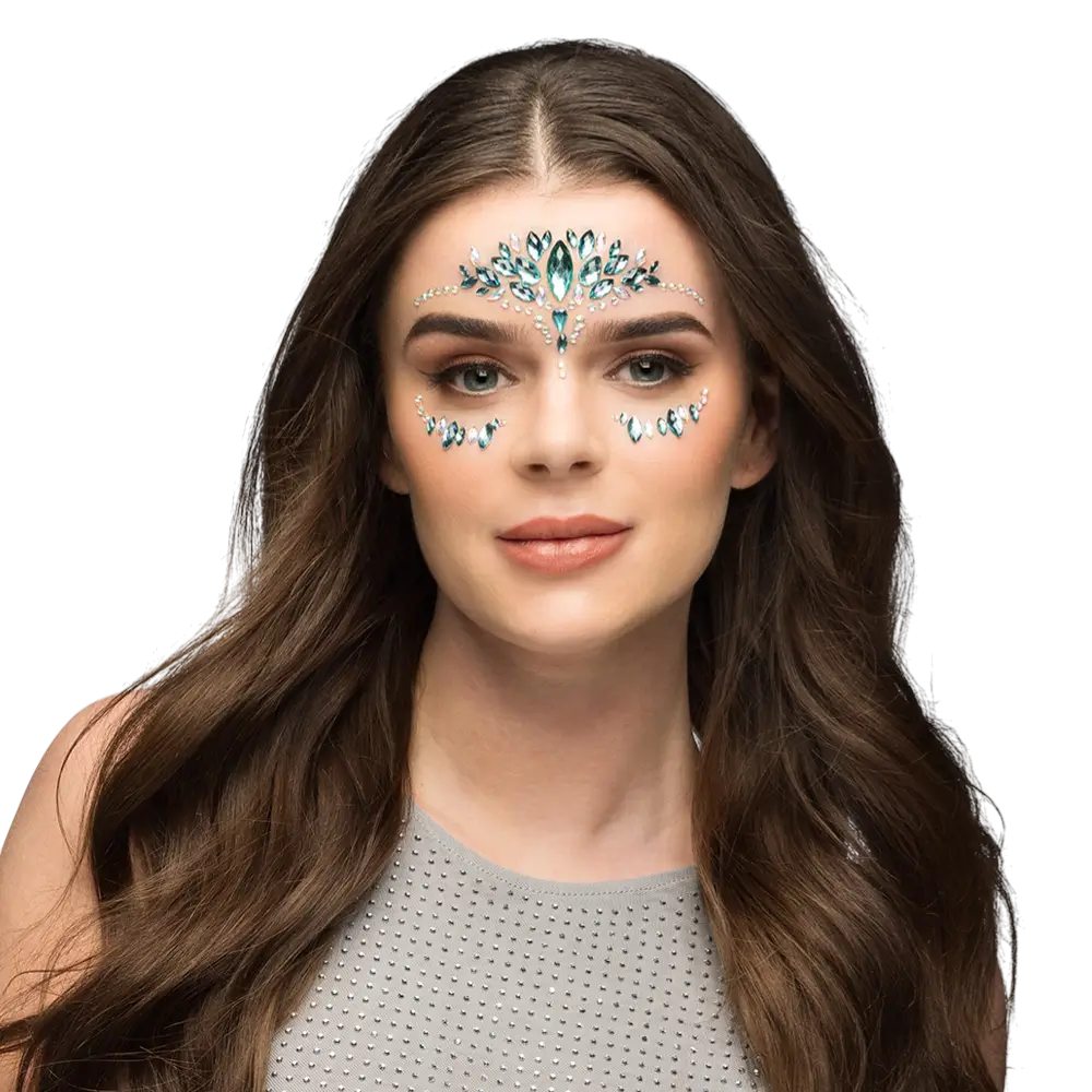 Strass adhésifs visage Emilia – Turquoise