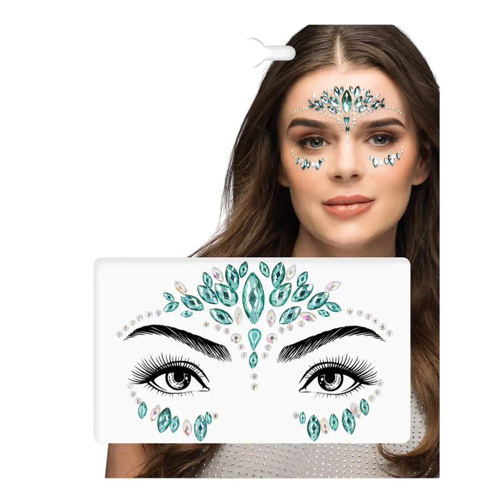 Strass adhésifs visage Emilia – Turquoise