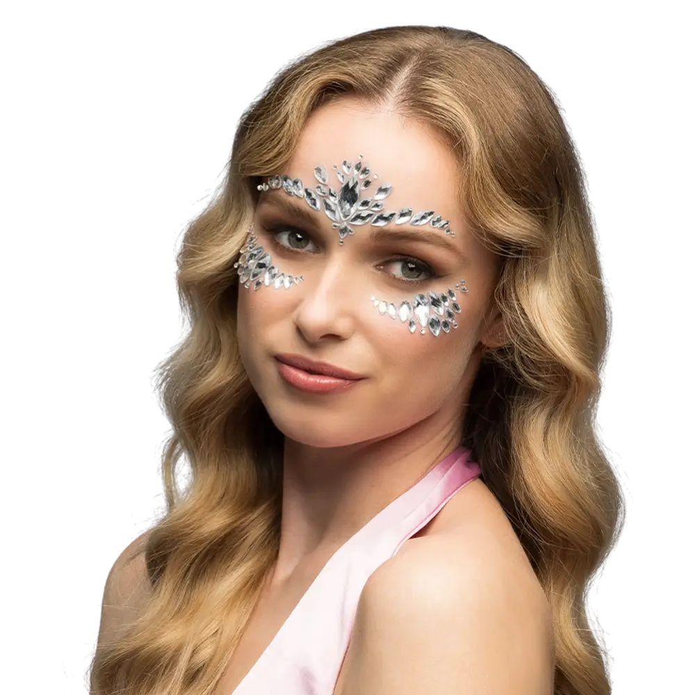 Bijoux de Visage Strass Cordelia – Autocollants Pailletés Festival 3 Couleurs