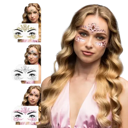 Bijoux de Visage Strass Cordelia – Autocollants Pailletés Festival 3 Couleurs