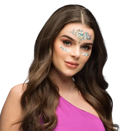 Bijoux de Visage Strass Olivia – Autocollants Pailletés Festival et Carnaval