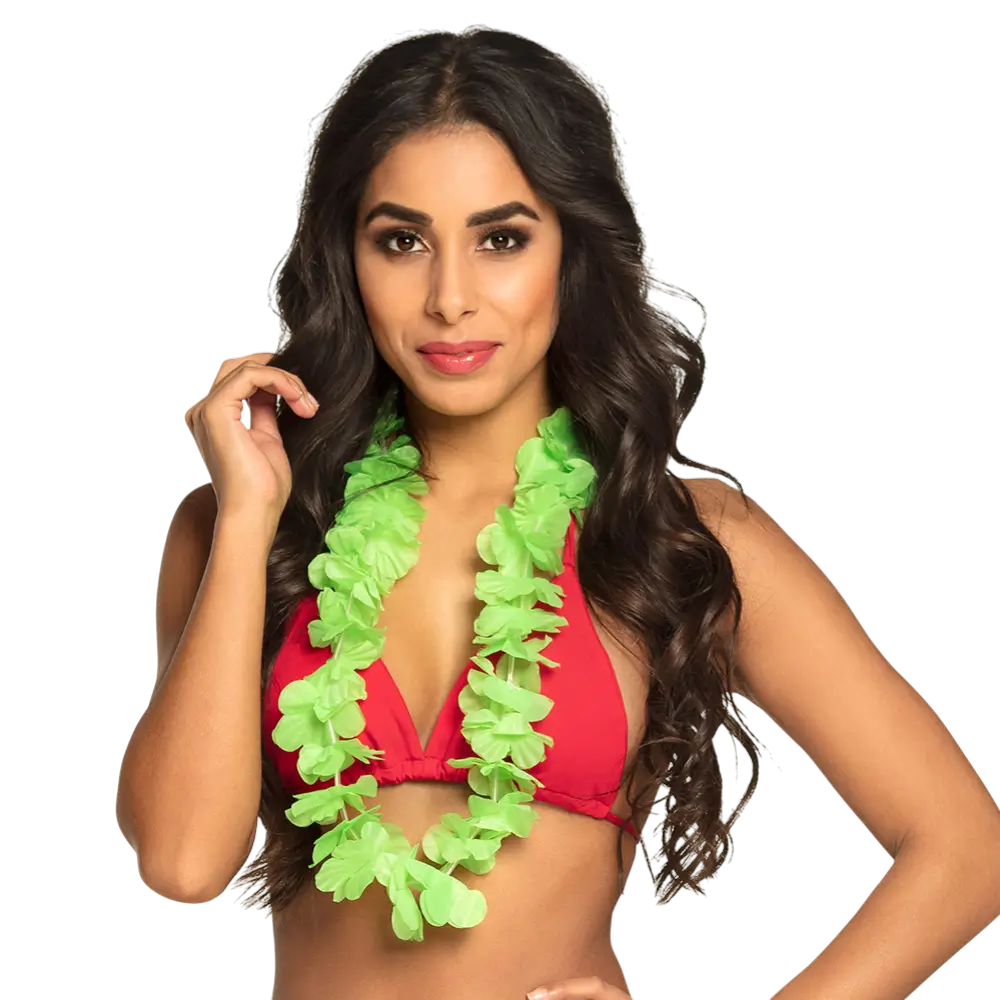 Collier Hawaïen Vert Fluo UV – Accessoire Déguisement Tropical et Festival