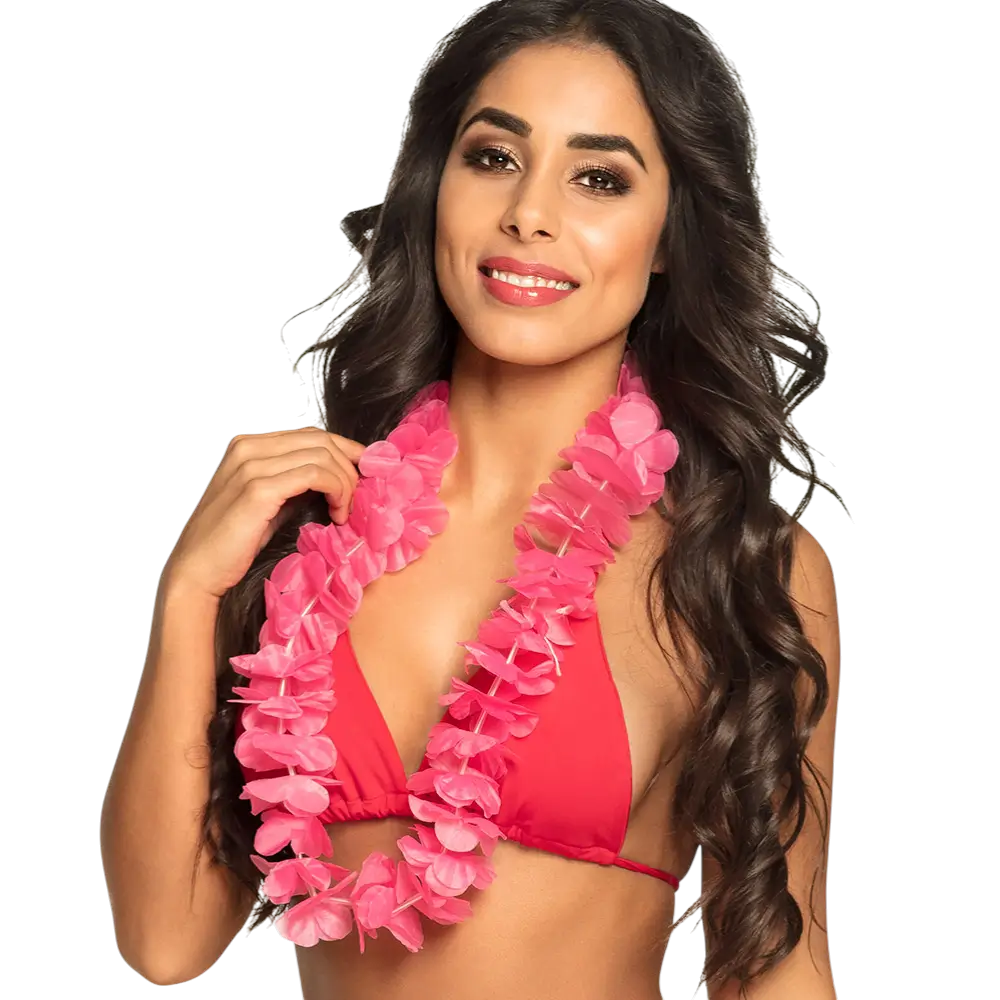 Collier Hawaïen Rose Fluo UV – Accessoire Déguisement Tropical et Festival