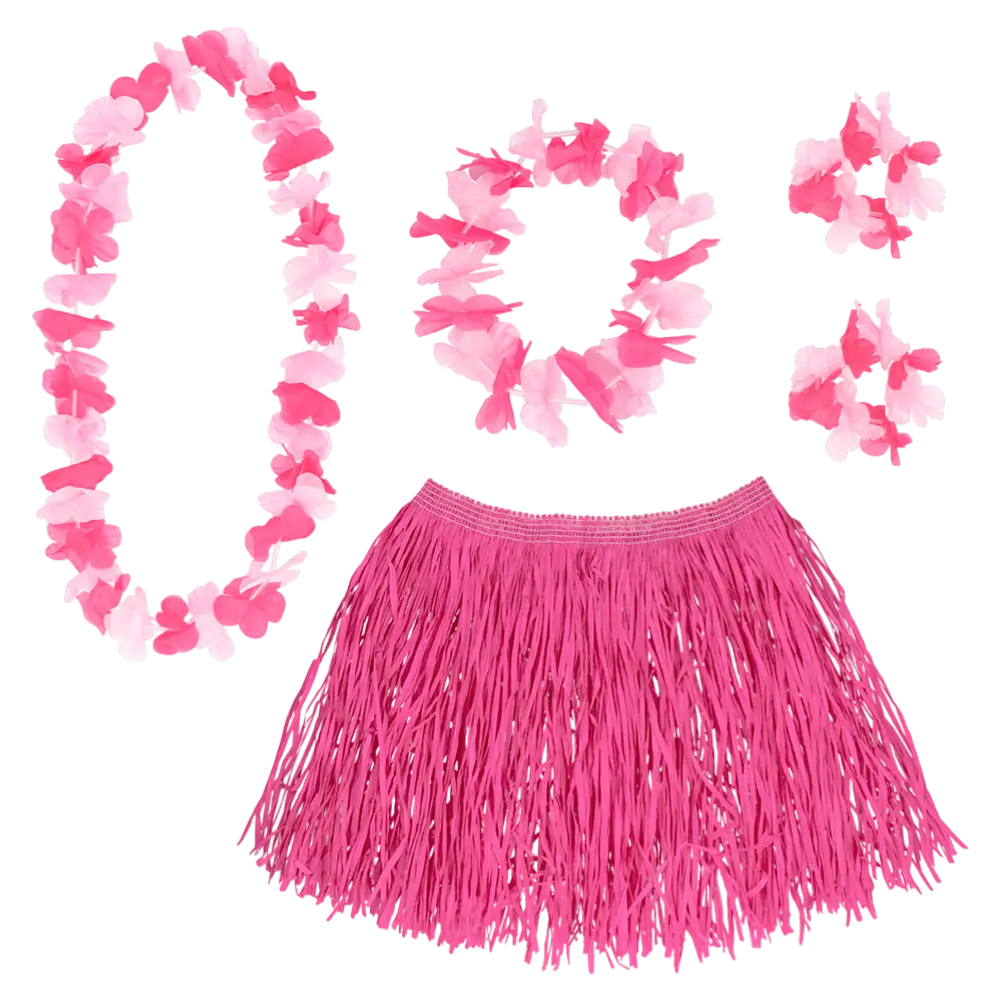 Set Hawaii Kalia – Jupe Hula &amp; Accessoires (4 couleurs assorties)