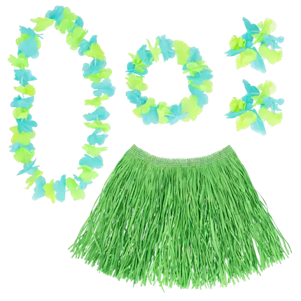 Set Hawaii Kalia – Jupe Hula & Accessoires (4 couleurs assorties)