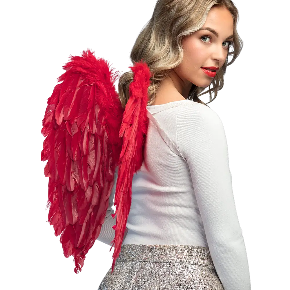 Ailes d’Ange Rouges 50 cm – Accessoire Déguisement Halloween, Carnaval et Soirée