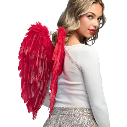 Ailes d’Ange Rouges 50 cm – Accessoire Déguisement Halloween, Carnaval et Soirée