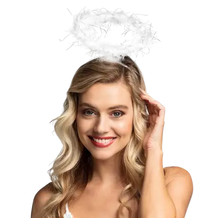 Tiare Halo Blanc – Bandeau Auréole Ange avec Plumes