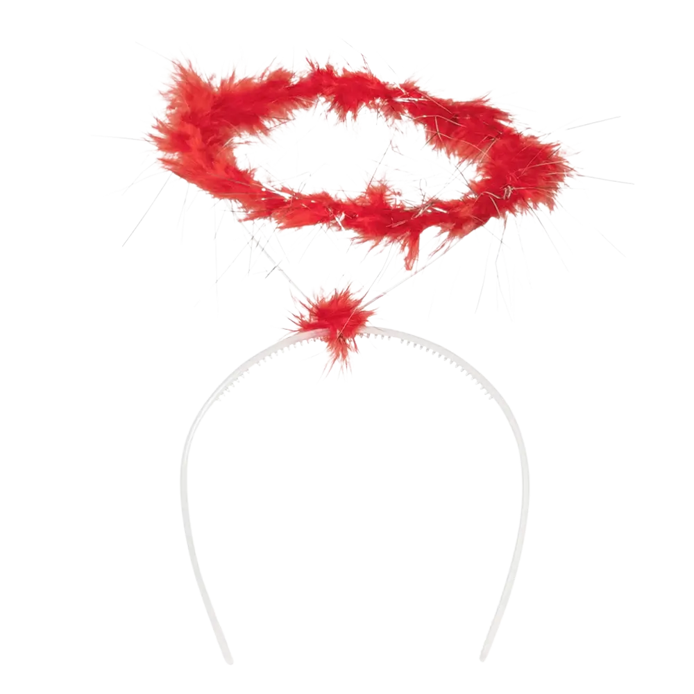 Tiare Halo Rouge – Bandeau Ange Démon Pailleté avec Plumes