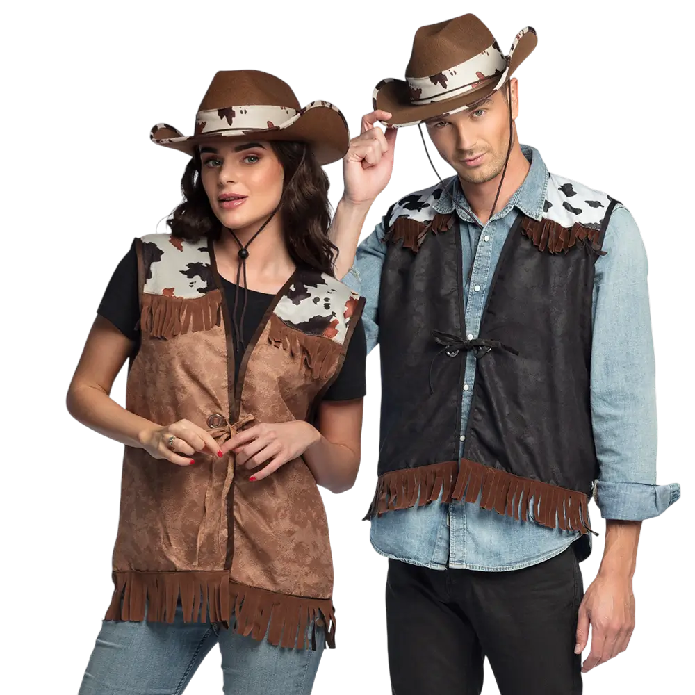 Gilet Western Brun M – Gilet Cowboy Adulte Far West