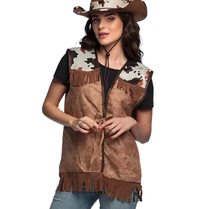 Gilet Western Brun M – Gilet Cowboy Adulte Far West