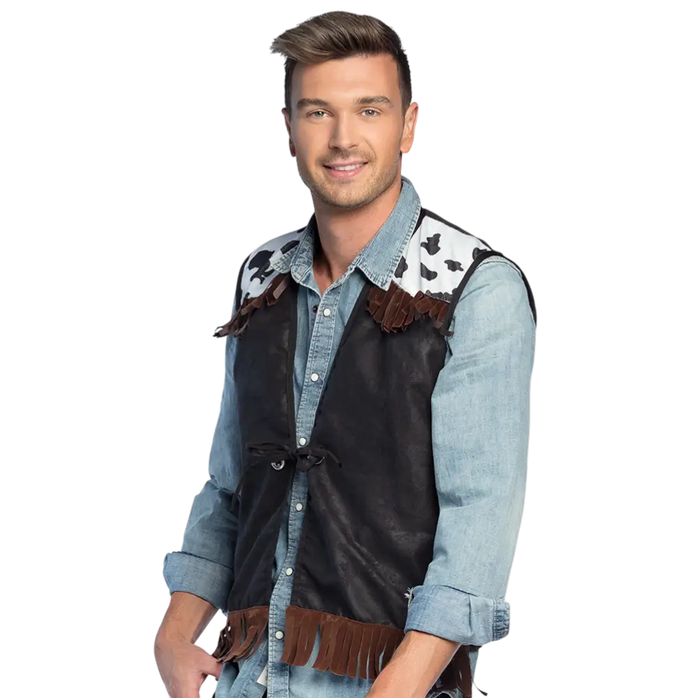 Gilet Western Noir L/XL – Gilet Cowboy Adulte Far West