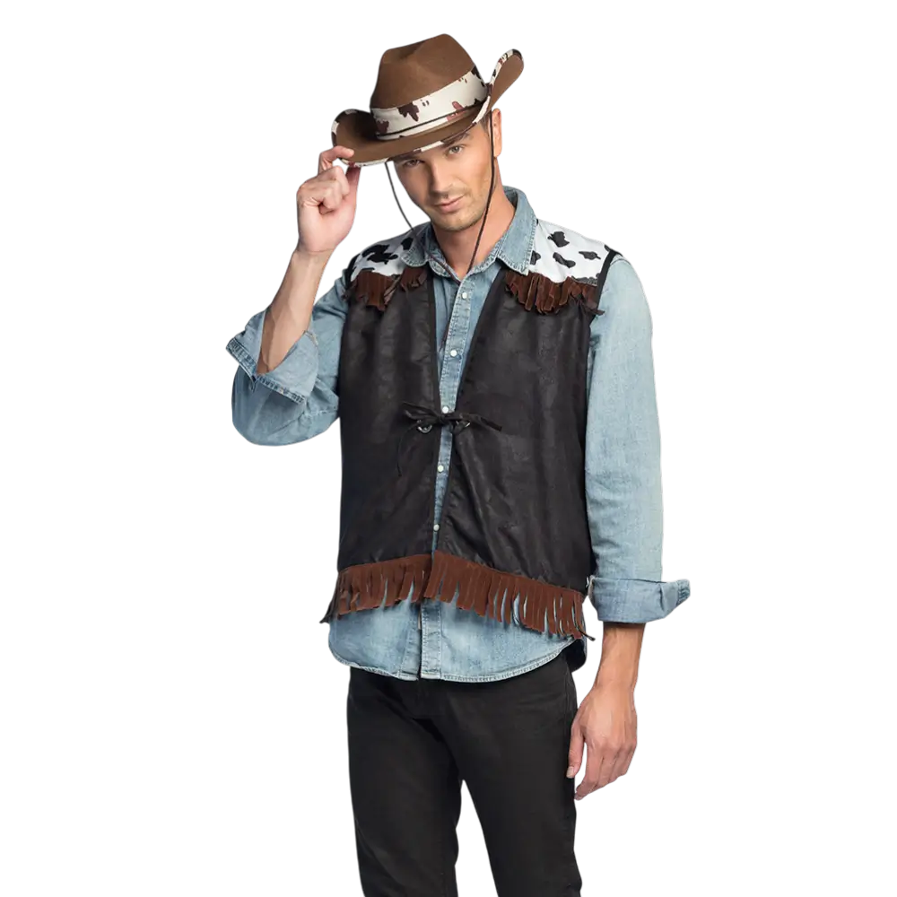 Gilet Western Noir L/XL – Gilet Cowboy Adulte Far West