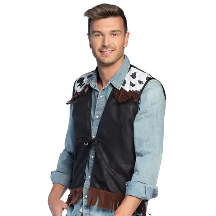 Gilet Western Noir L/XL – Gilet Cowboy Adulte Far West