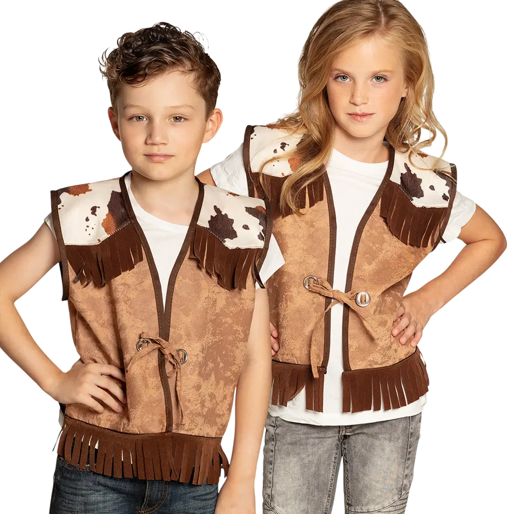 Gilet Western Enfant Camel 7-9 Ans – Gilet Cowboy Déguisement Far West