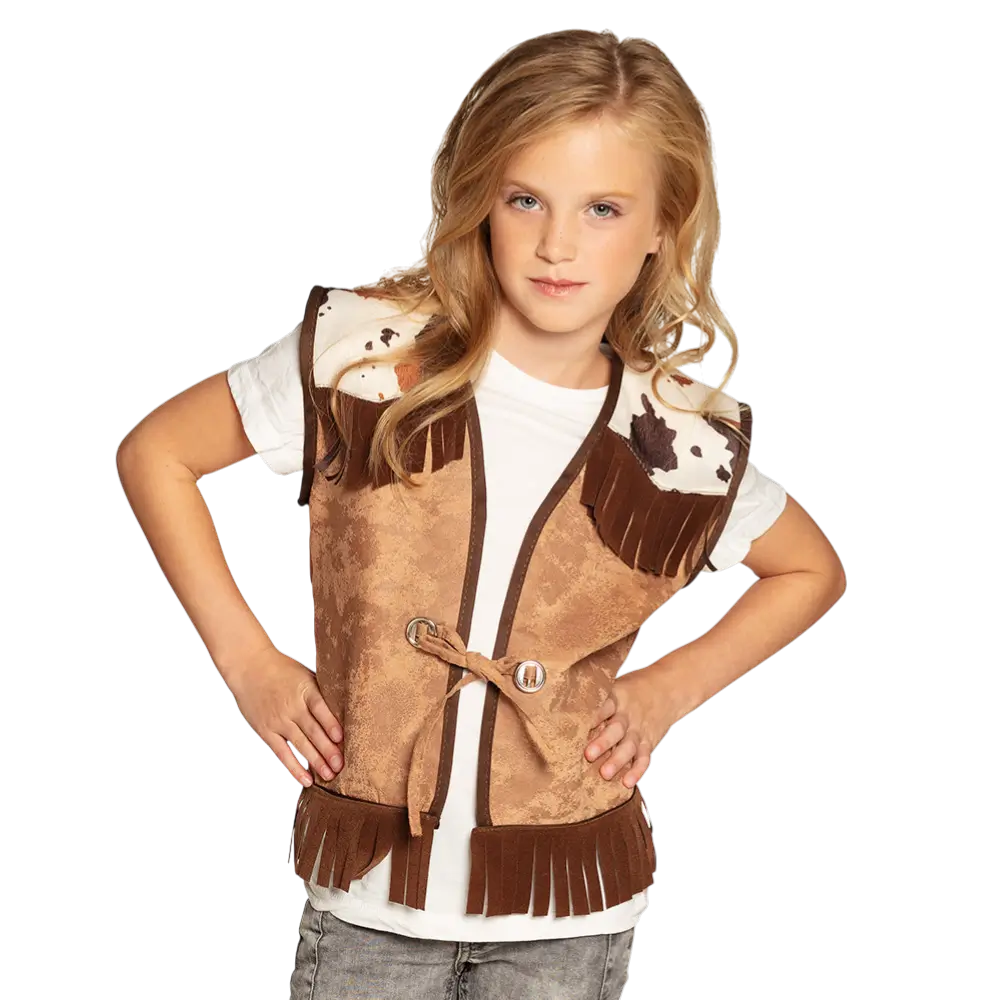 Gilet Western Enfant Camel 7-9 Ans – Gilet Cowboy Déguisement Far West
