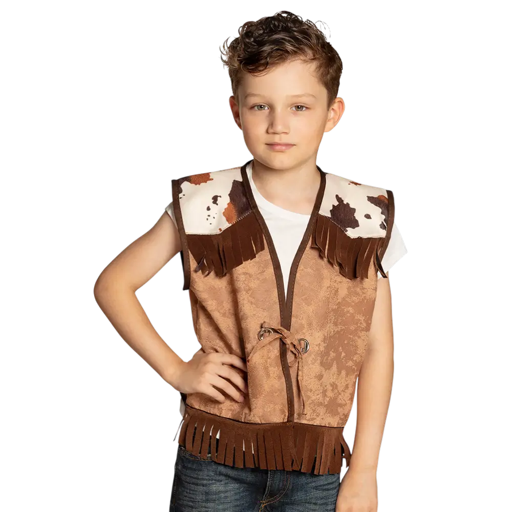 Gilet Western Enfant Camel 7-9 Ans – Gilet Cowboy Déguisement Far West