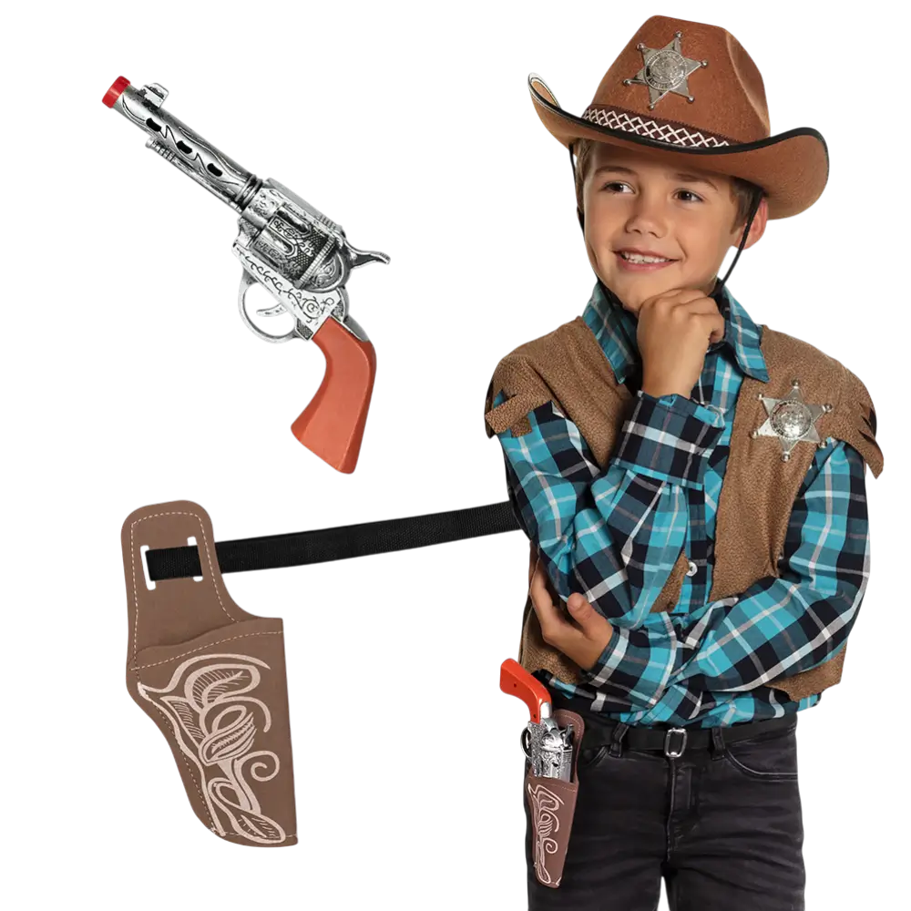 Set Enfant Cowboy – Pistolet 23 cm avec Ceinture et Étui Western