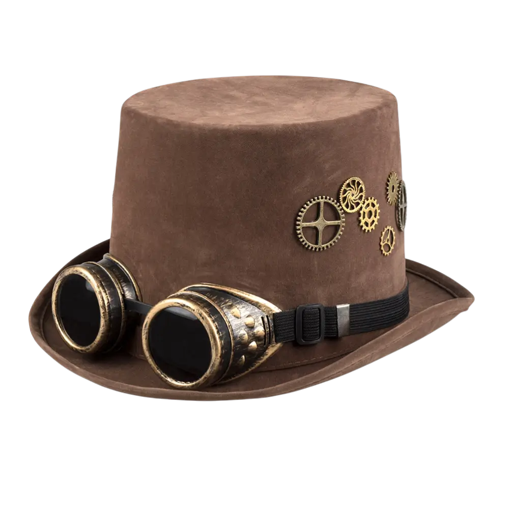 Chapeau Sightpunk avec Lunettes – Chapeau Steampunk Marron