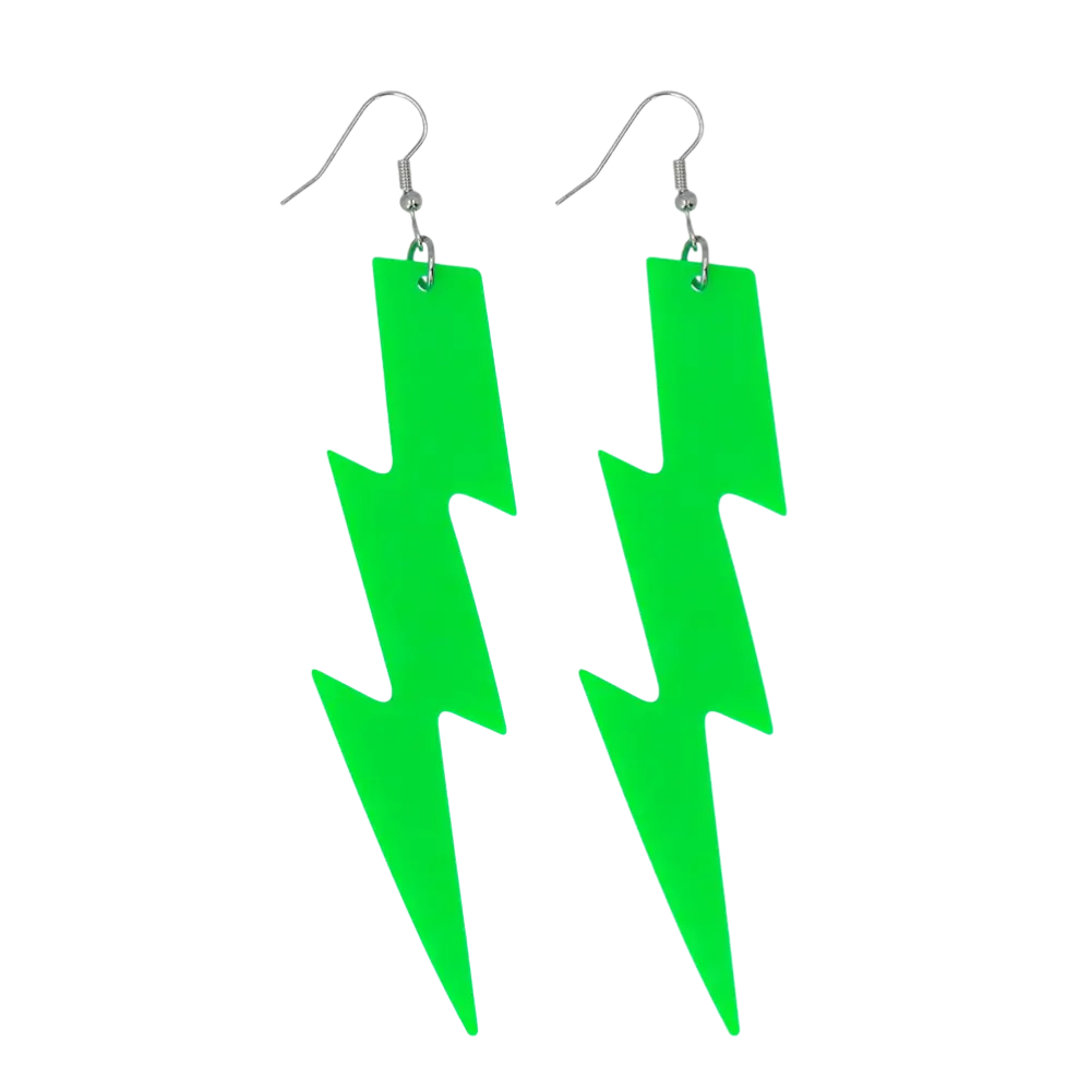 Boucles d’Oreilles Flash Vert Fluo UV – Modèle Néon Fluorescent Soirée, Festival
