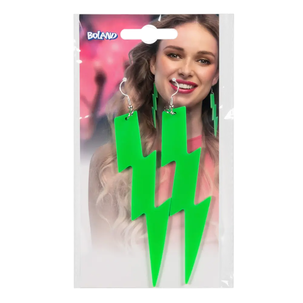 Boucles d’Oreilles Flash Vert Fluo UV – Modèle Néon Fluorescent Soirée, Festival